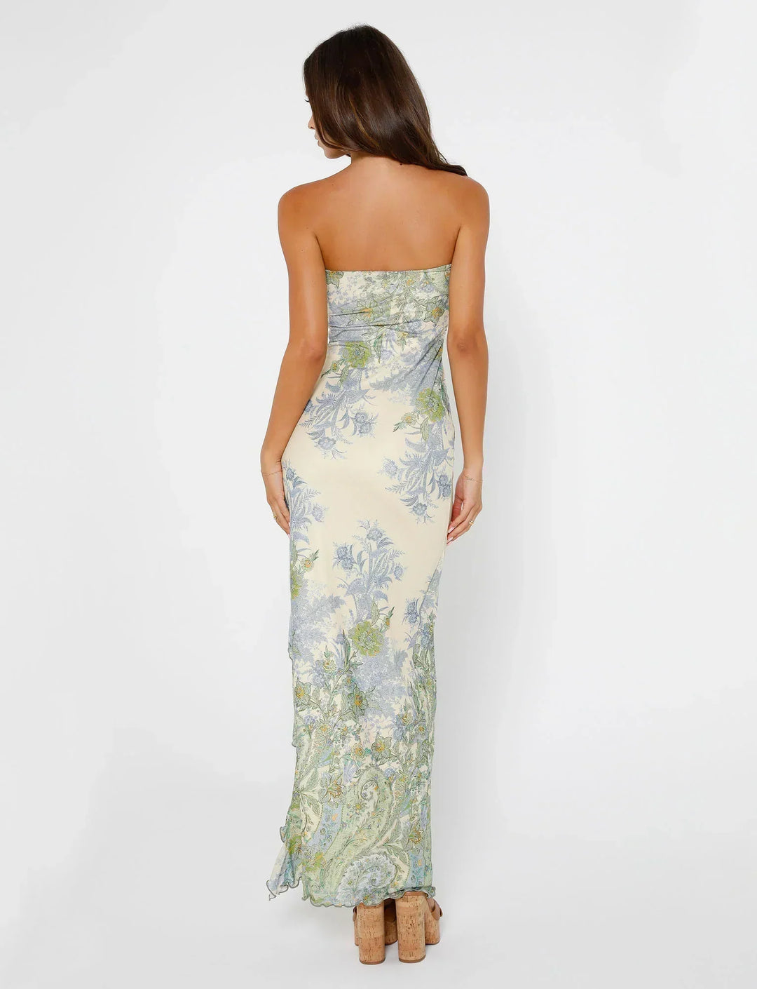 Valantomode | Stylish White Maxi Dress with Floral Design for Summer