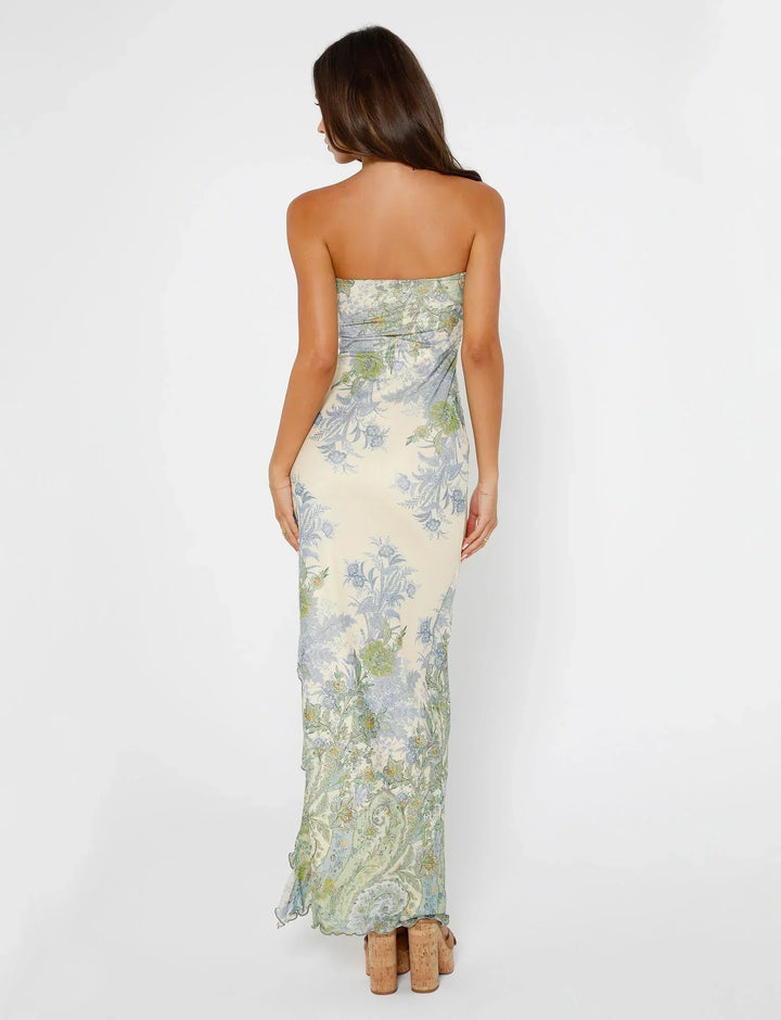 Valantomode | Stylish White Maxi Dress with Floral Design for Summer