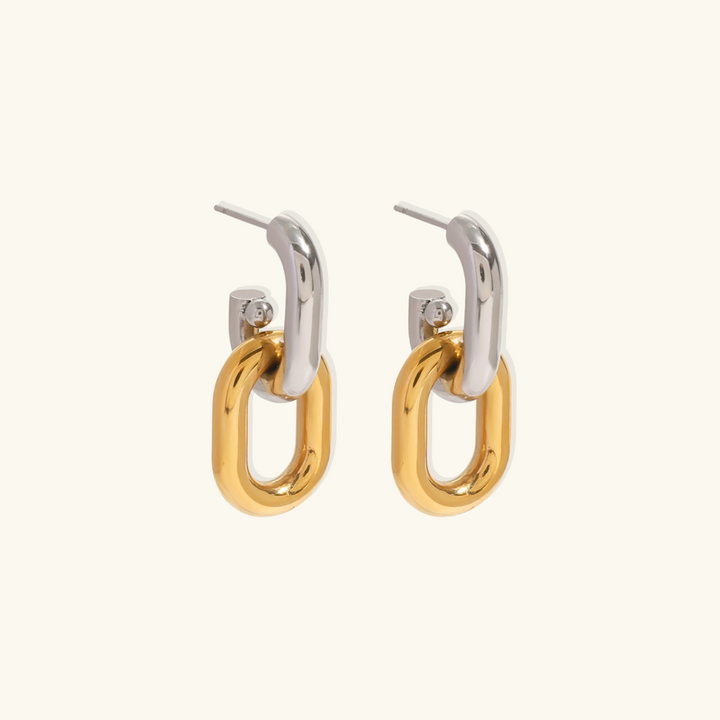 Valantomode | Mixed-Tone Interlocking Sculptural Earrings for Women