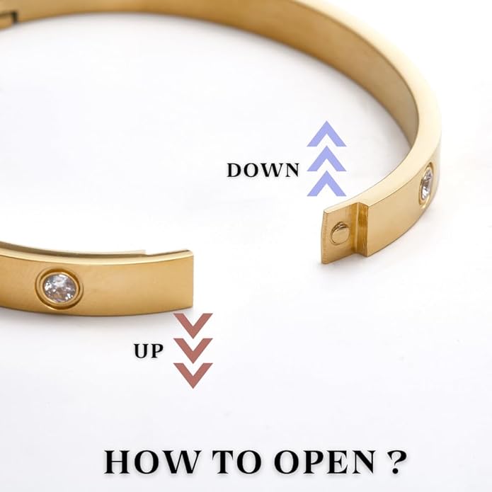 Valantomode | Heavyweight Gold Plated CZ Love Bangle for Women