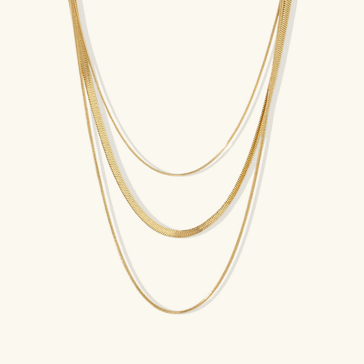 Valantomode | Triple Radiant Focal Array – High-Lustre Gold Plated Triple Layered Multi-Length Command Necklace