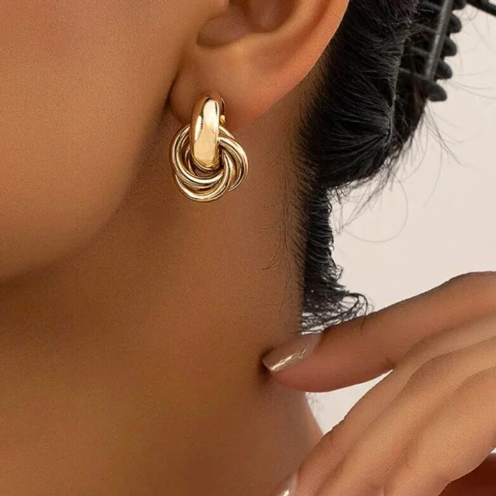 Valantomode | Heavyweight Plated Twist Motif Earrings for Women