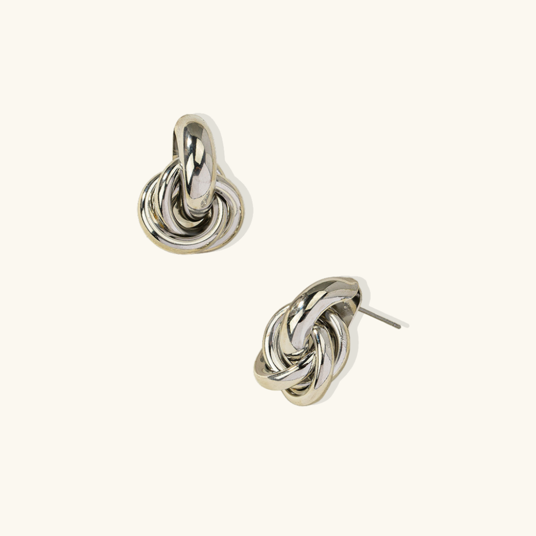 Valantomode | Heavyweight Plated Twist Motif Earrings for Women