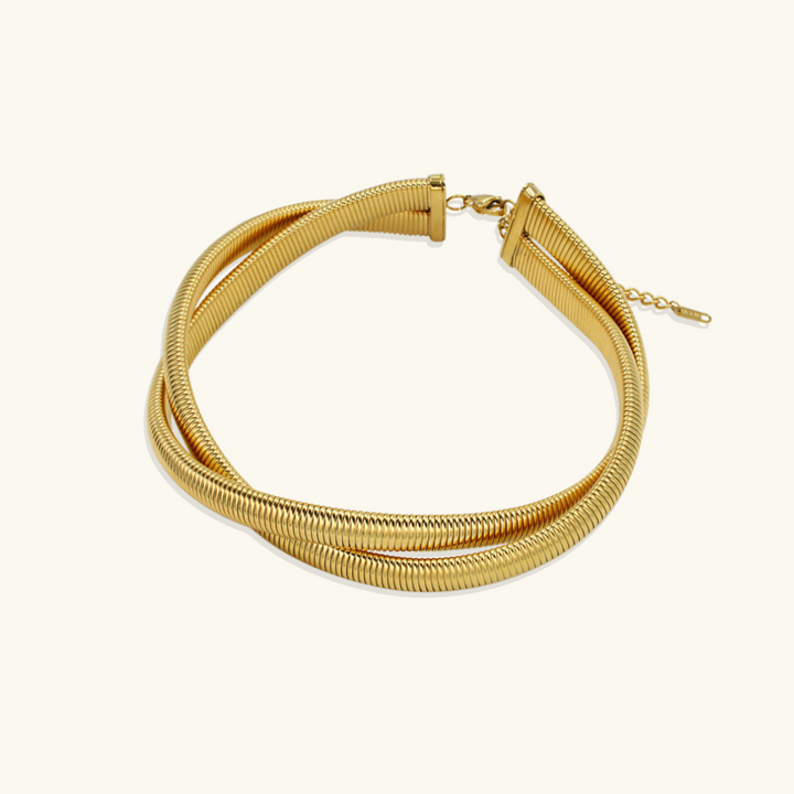 Valantomode | Plated Helical Twisted Choker Necklace in Stainless Steel