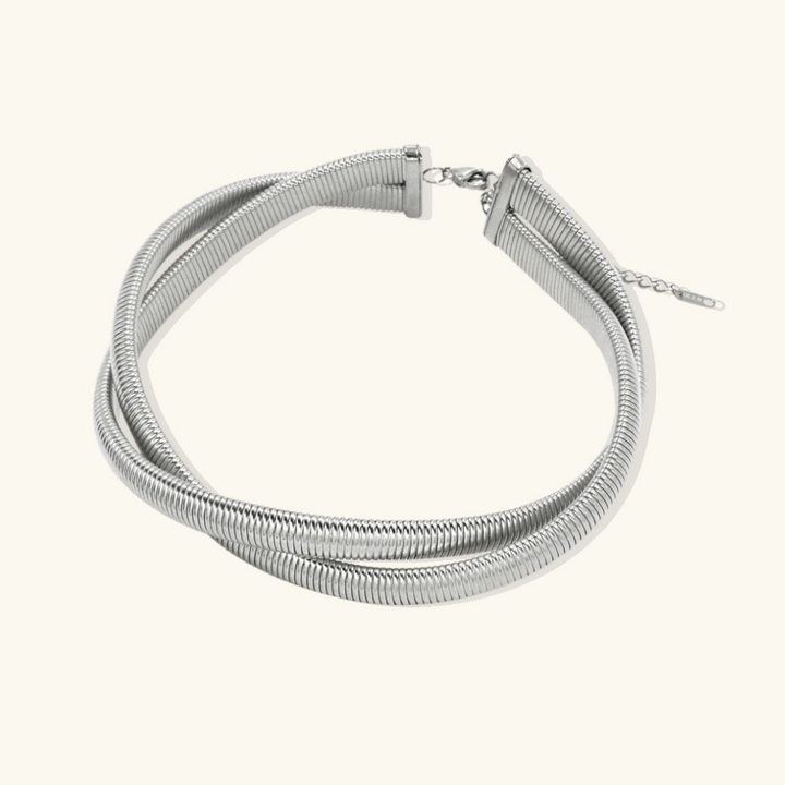 Valantomode | Plated Helical Twisted Choker Necklace in Stainless Steel
