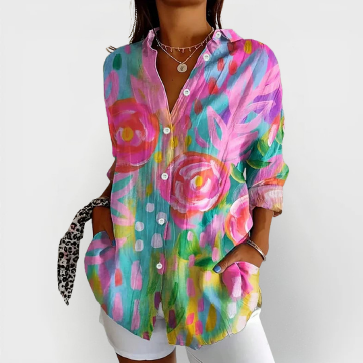 Valantomode | Blouse with Vibrant Pattern