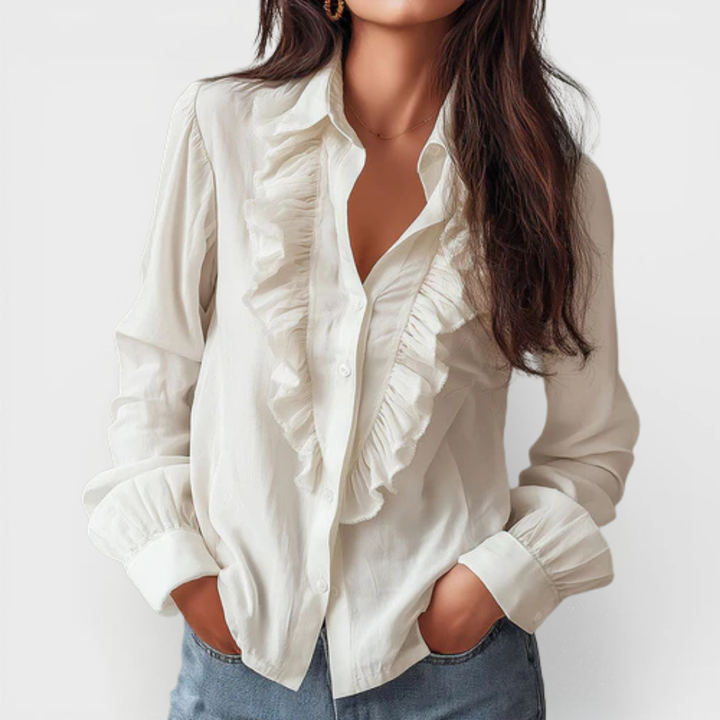 Valantomode | Blouse with Ruffled Reversible Design