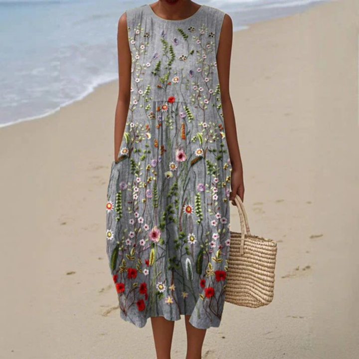 Valantomode | Midi Dress with Floral Design