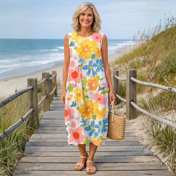 Valantomode | Midi Dress with Floral Pattern