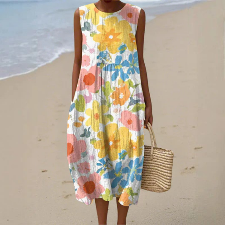 Valantomode | Midi Dress with Floral Pattern