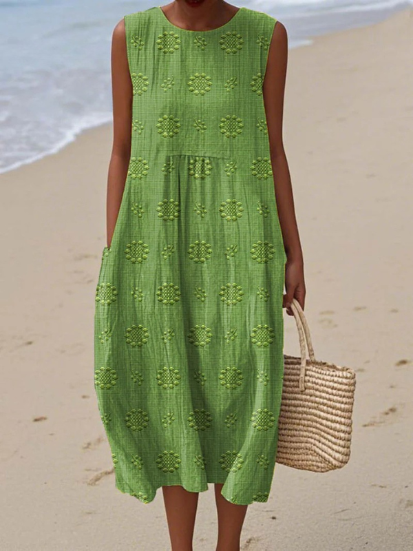 Valantomode | Stylish Patterned Midi Dress for Everyday Wear