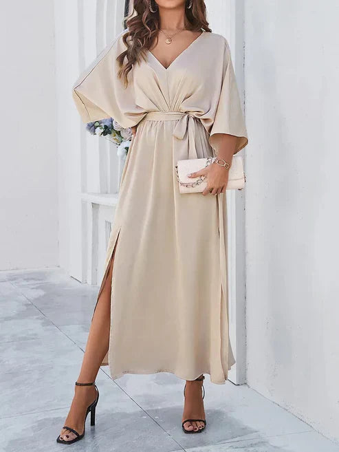 Valantomode | Stylish V-Neck Maxi Dress with 3/4 Sleeves for Events