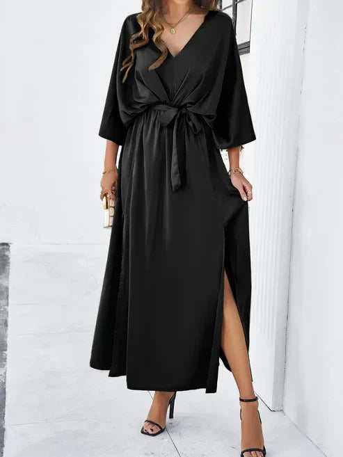 Valantomode | Stylish V-Neck Maxi Dress with 3/4 Sleeves for Events