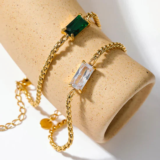 Valantomode | Gold Plated Gemstone Bracelet for Women