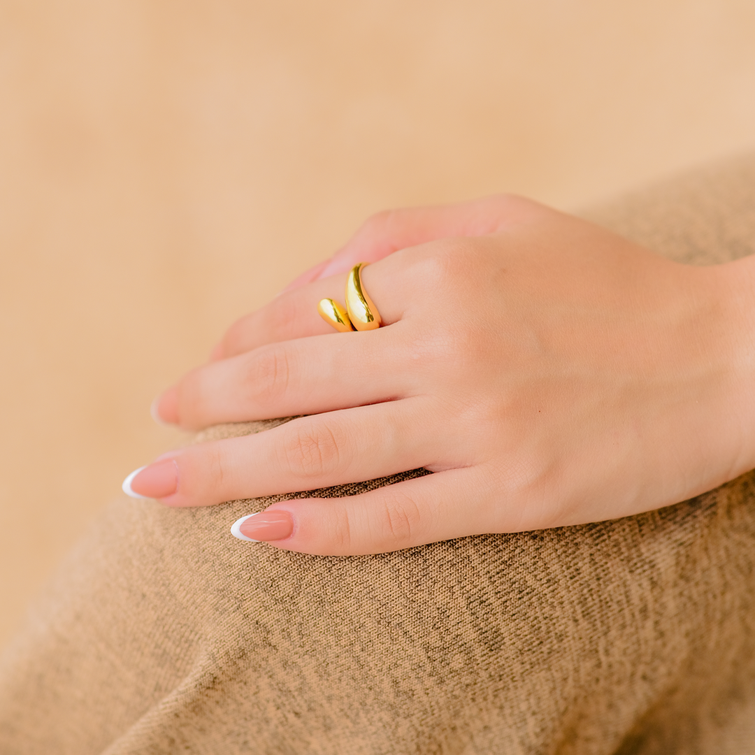 Valantomode | Gold Plated Intricate Adjustable Ring for Women