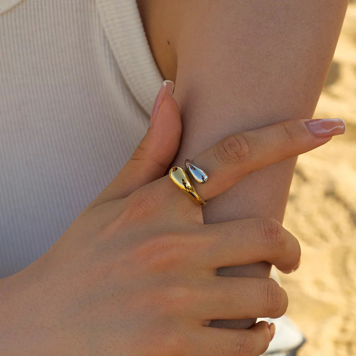 Valantomode | Gold Plated Intricate Adjustable Ring for Women