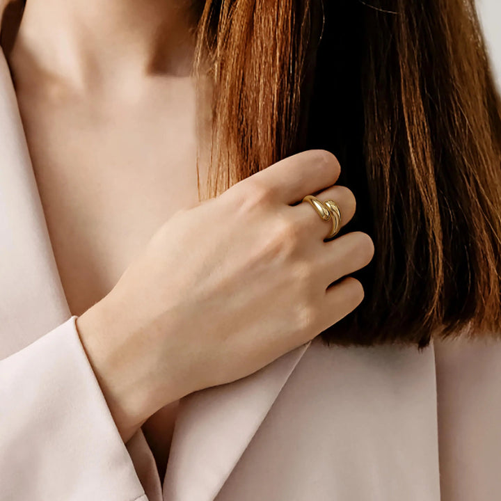Valantomode | Gold Plated Intricate Adjustable Ring for Women