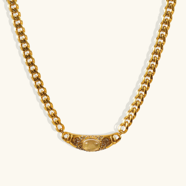 Valantomode | Plated Victoria Gold Necklace with Monolithic Pendant Architecture