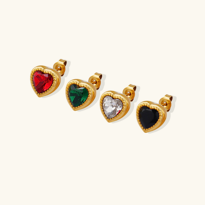 Valantomode | Plated Heart Silhouette Earrings with Refractive CZ Assets for Women