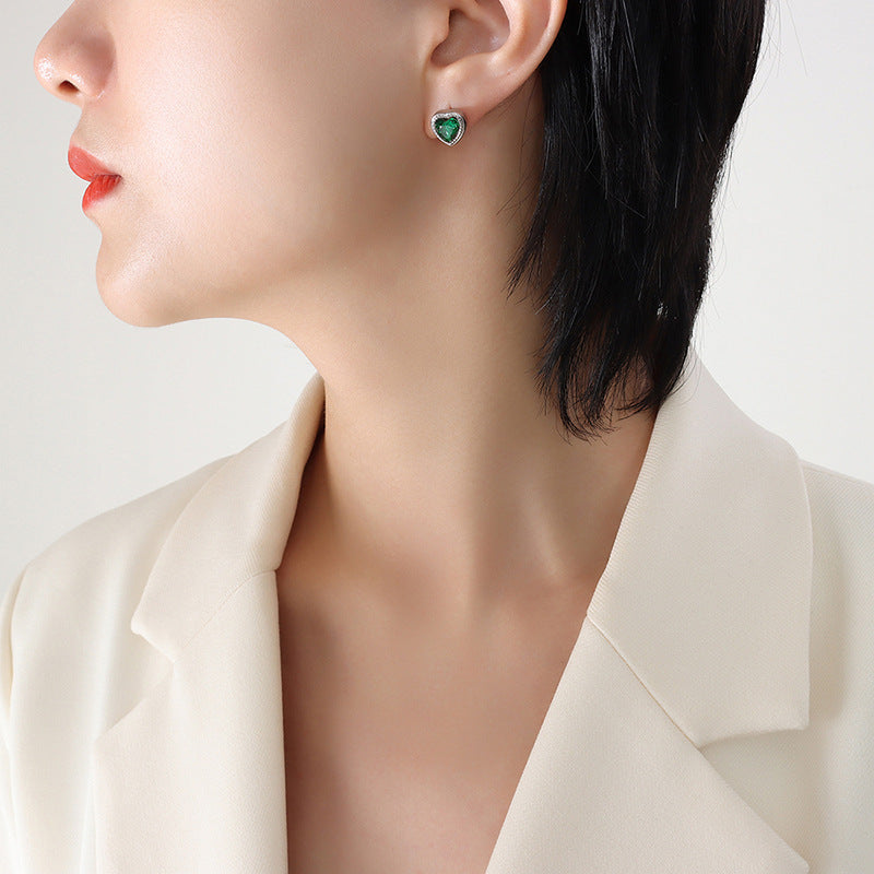 Valantomode | Plated Heart Silhouette Earrings with Refractive CZ Assets for Women
