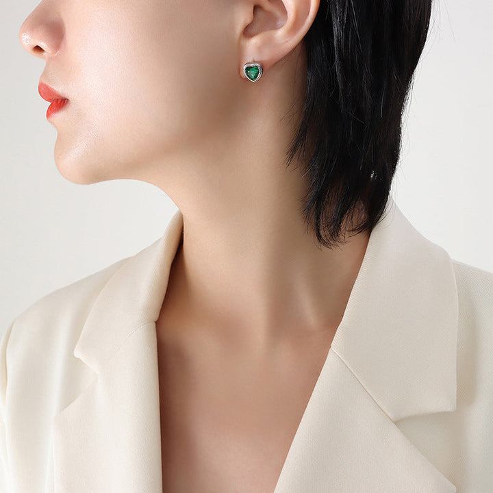 Valantomode | Plated Heart Silhouette Earrings with Refractive CZ Assets for Women