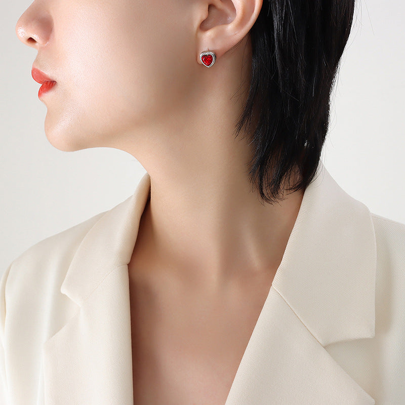 Valantomode | Plated Heart Silhouette Earrings with Refractive CZ Assets for Women