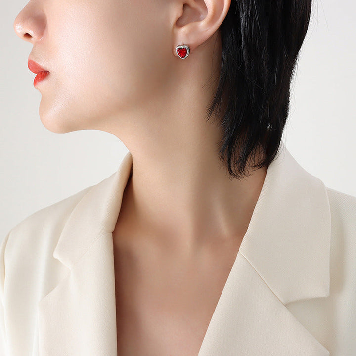 Valantomode | Plated Heart Silhouette Earrings with Refractive CZ Assets for Women