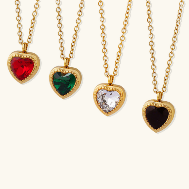 Valantomode | Heavyweight Plated Heart Pendant Necklace with CZ for Women