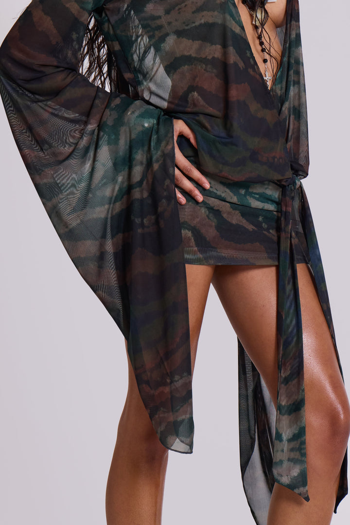 Valantomode | Stylish Mesh Mini Dress with Plunge Neckline for Nights Out