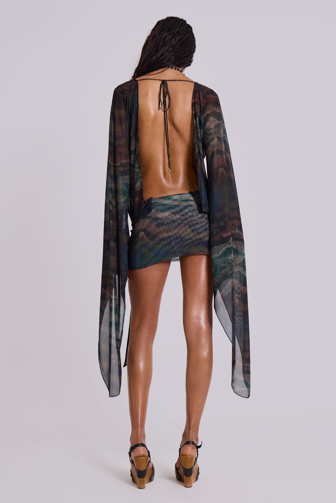 Valantomode | Stylish Mesh Mini Dress with Plunge Neckline for Nights Out