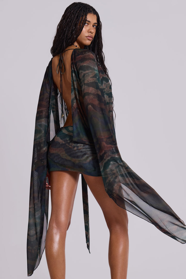 Valantomode | Stylish Mesh Mini Dress with Plunge Neckline for Nights Out