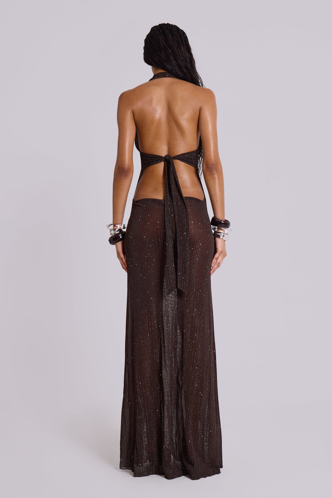 Valantomode | Chic Knit Maxi Dress with Plunge Neckline for Women