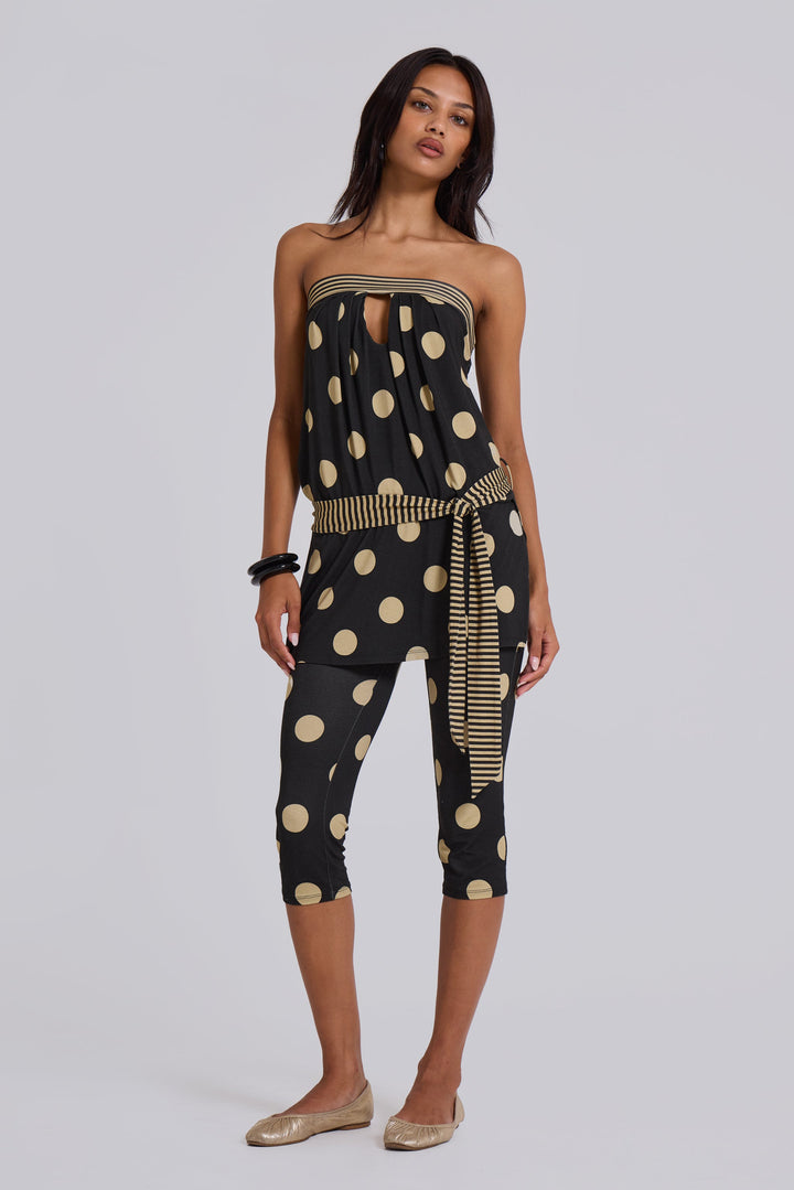 Valantomode | Chic Strapless Mini Dress with Polkadot Stripes for Summer