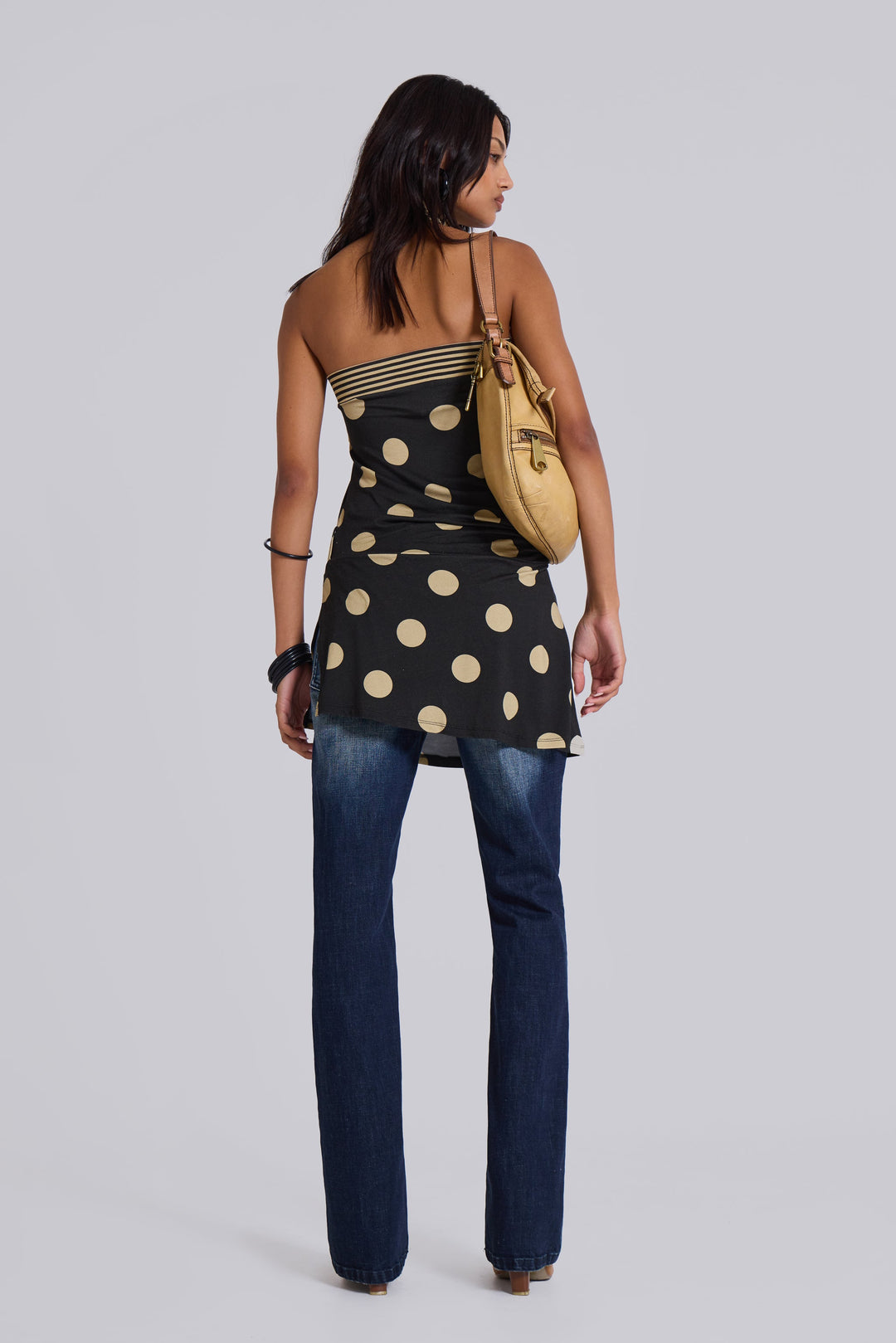 Valantomode | Chic Strapless Mini Dress with Polkadot Stripes for Summer