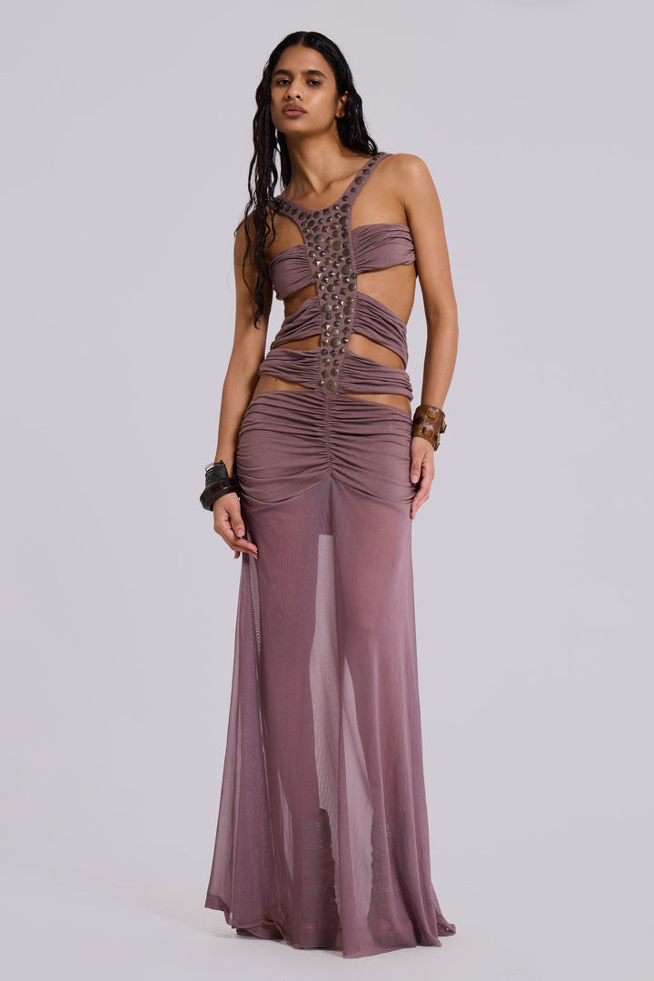 Valantomode | Stunning Cut-Out Hand Beaded Maxi Dress for Special Events