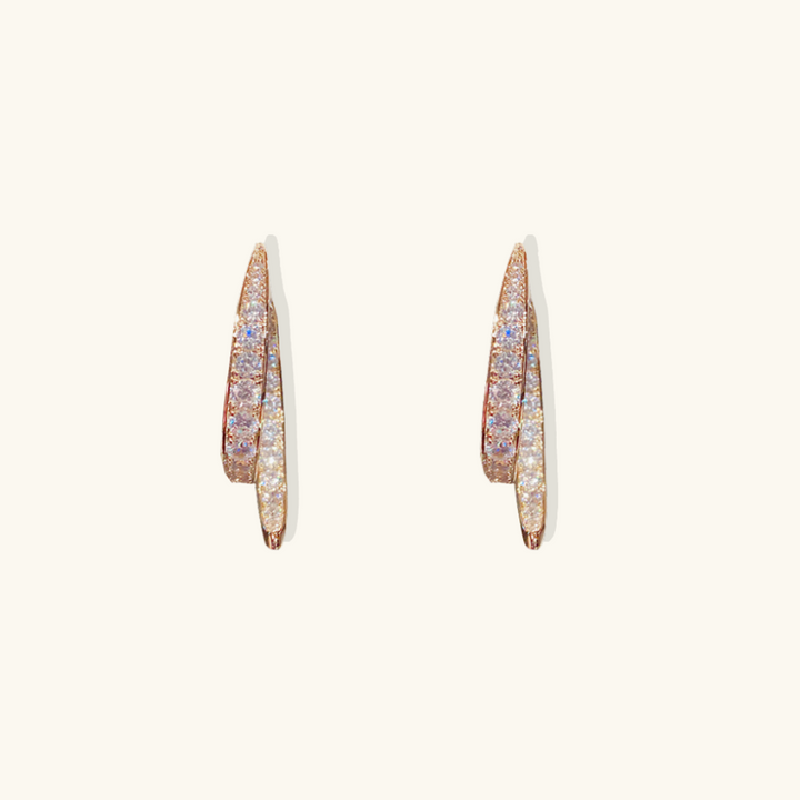 Valantomode | Heavyweight Gold Plated Waterfall CZ Drop Earrings for Women