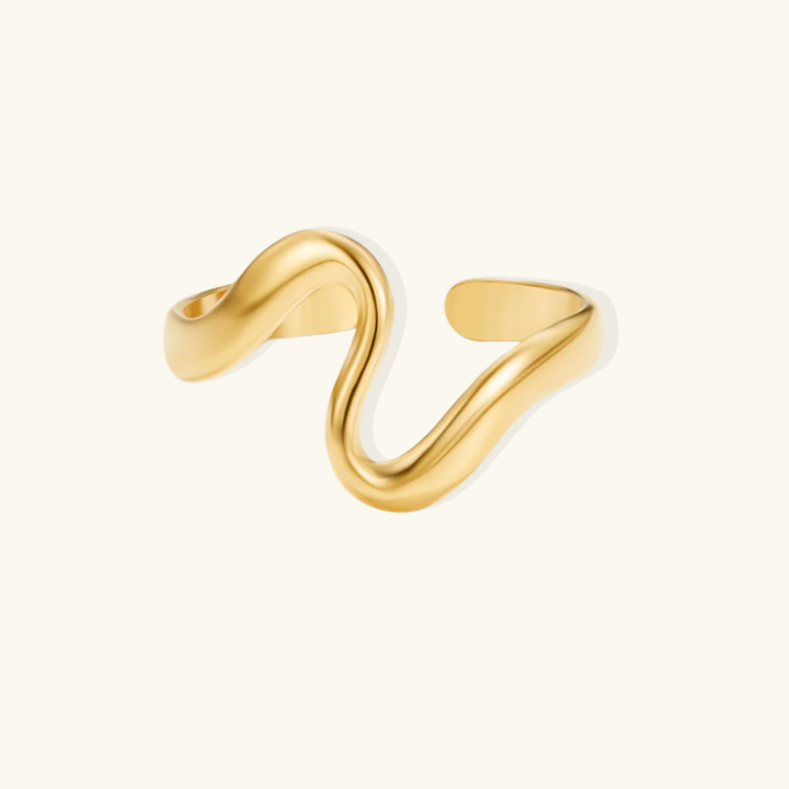 Valantomode | Lightweight Plated Undulating Wave Ring with Adjustable Open-Ended Design
