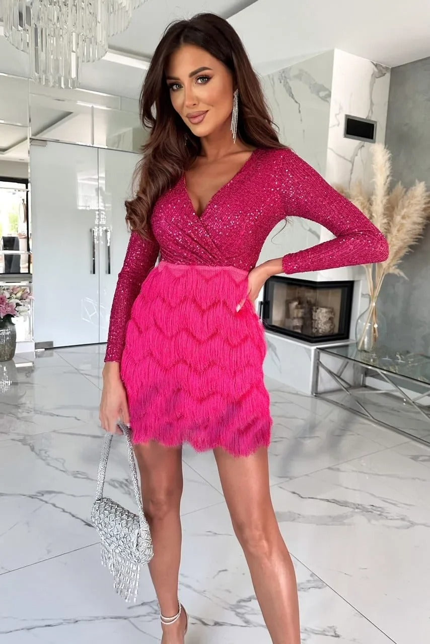 Valantomode | Sequin and Feather Elegance Dress