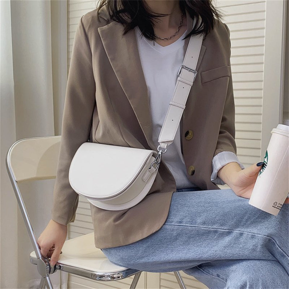 Valantomode | The Lunar Orbital Garrison – Women's Premium Geometric Half-Moon Crossbody Bag