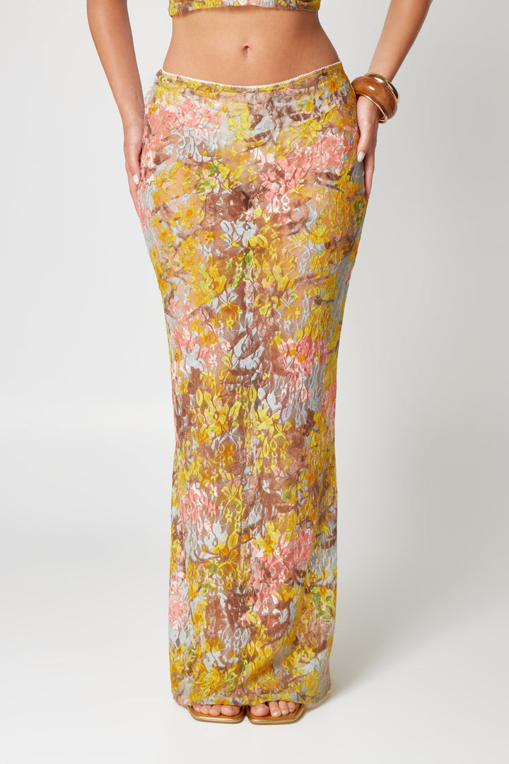 Valantomode | Yellow Floral Print Two-Piece Set for Effortless Style