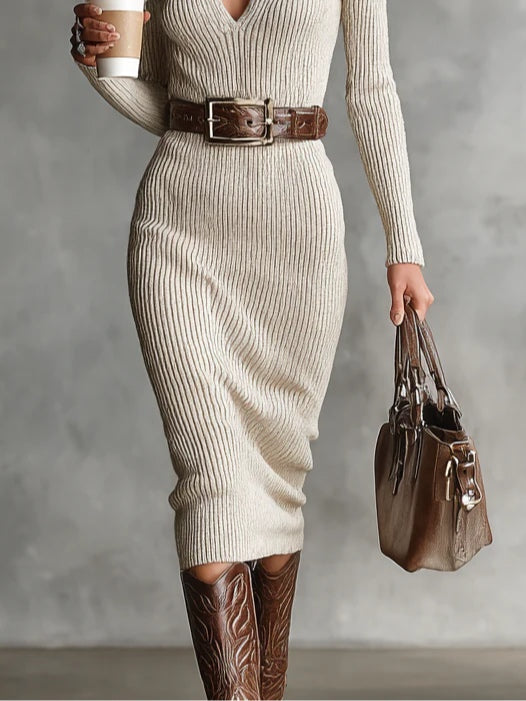 Valantomode | Chic Knitted Dress for Effortless Style This Season