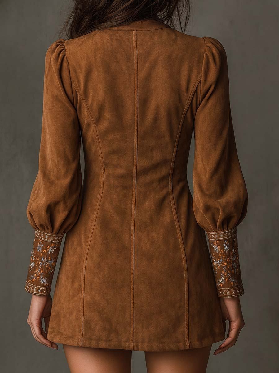 Valantomode | Chic Suede Effect Dress for Trendy Casual Outings