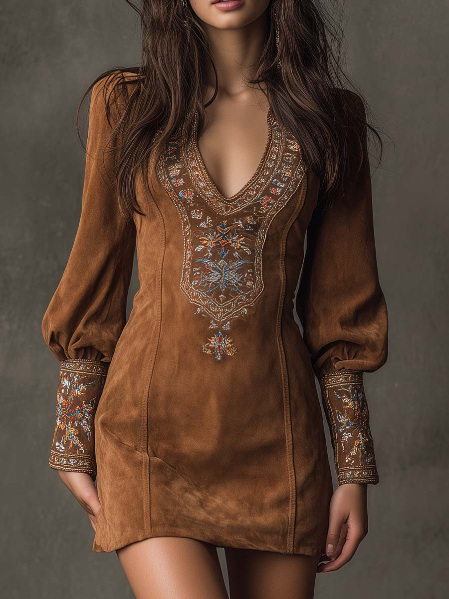 Valantomode | Chic Suede Effect Dress for Effortless Spring Styling