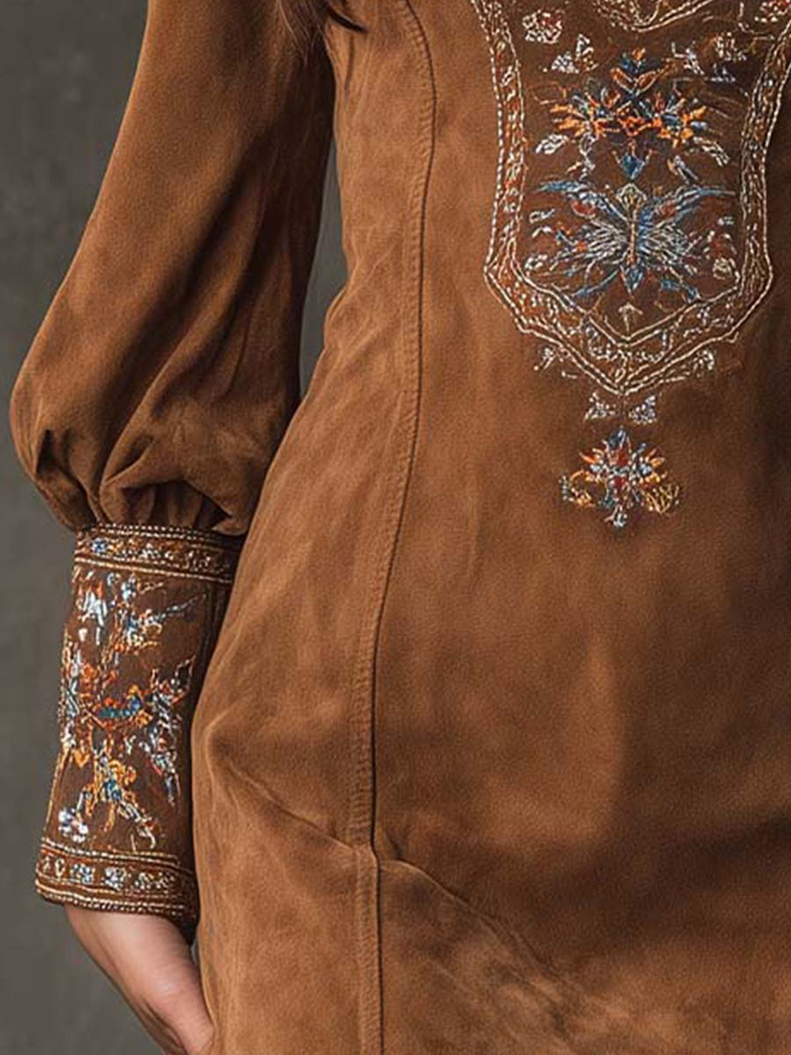 Valantomode | Chic Suede Effect Dress for Effortless Spring Styling