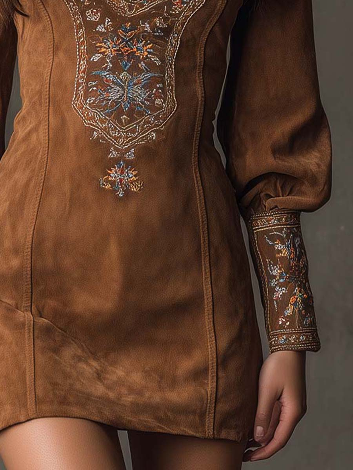 Valantomode | Chic Suede Effect Dress for Effortless Spring Styling
