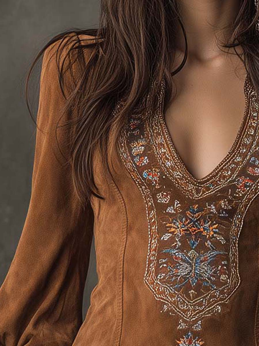 Valantomode | Chic Suede Effect Dress for Effortless Spring Styling