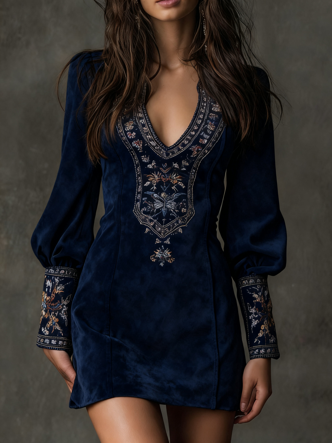Valantomode | Chic Suede Effect Dress for Trendy Casual Outings