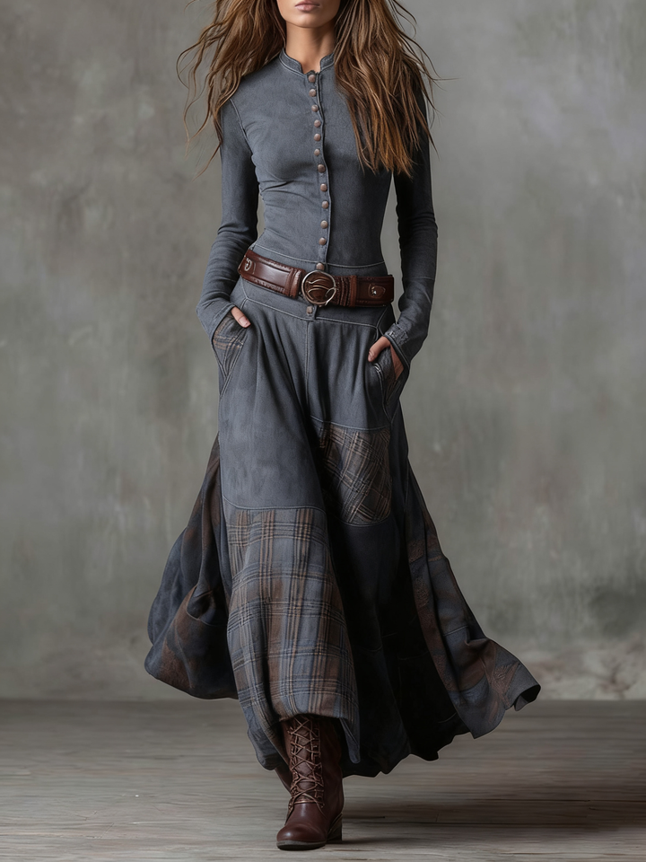 Valantomode | Chic Suede Dress with Belt for Effortless Style
