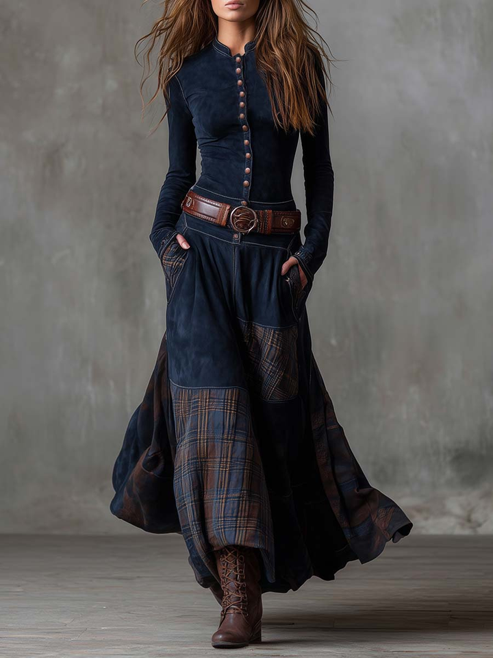 Valantomode | Chic Suede Dress with Belt for Effortless Style