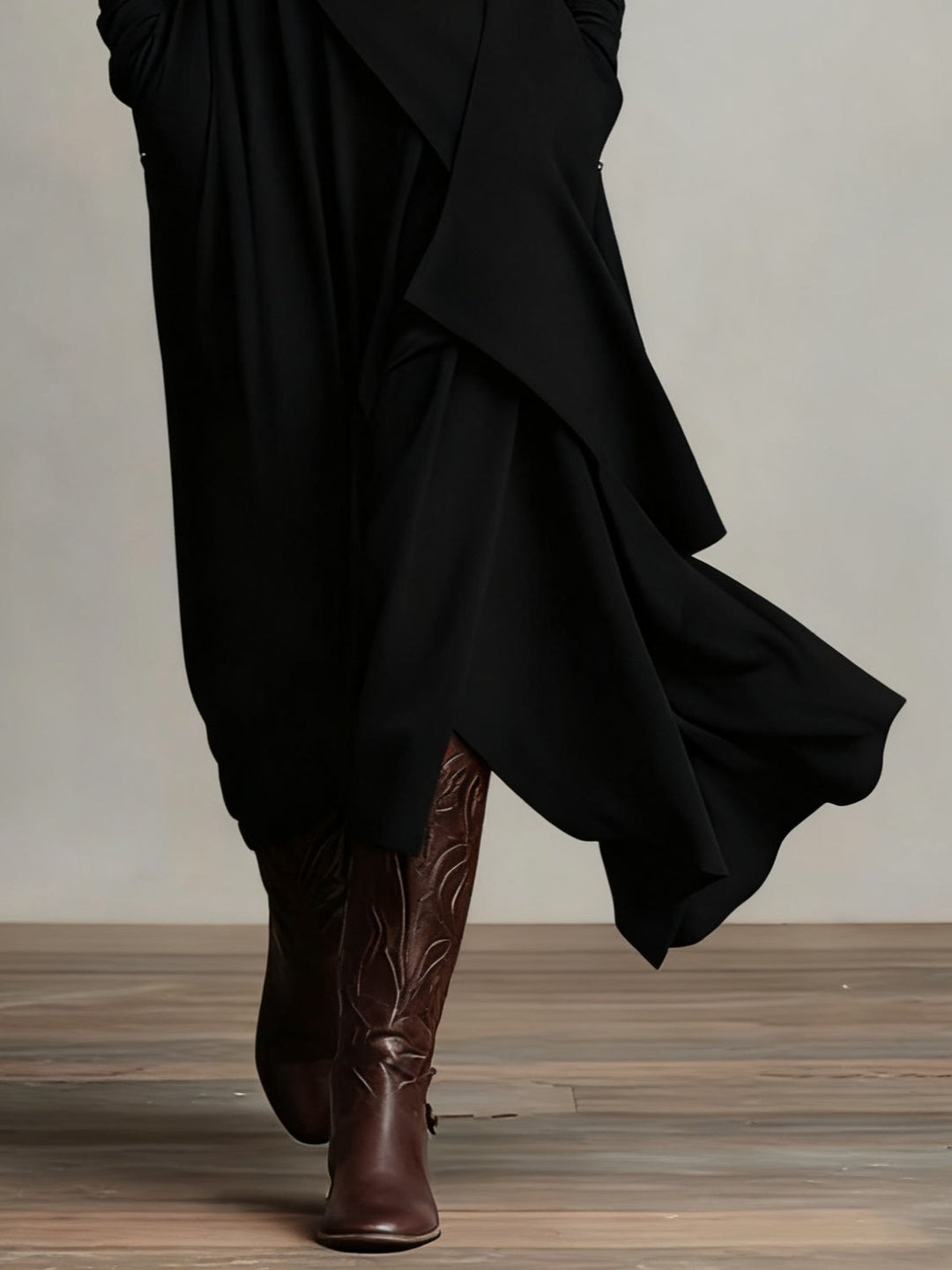 Valantomode | Chic Asymmetrical Maxi Dress with High Neck Style
